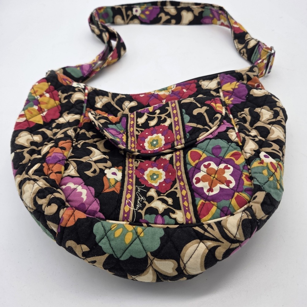 Vera Bradley Crossbody Shoulder Bag Floral Quilted Cotton Magnetic Front Pocket - Picture 4 of 13